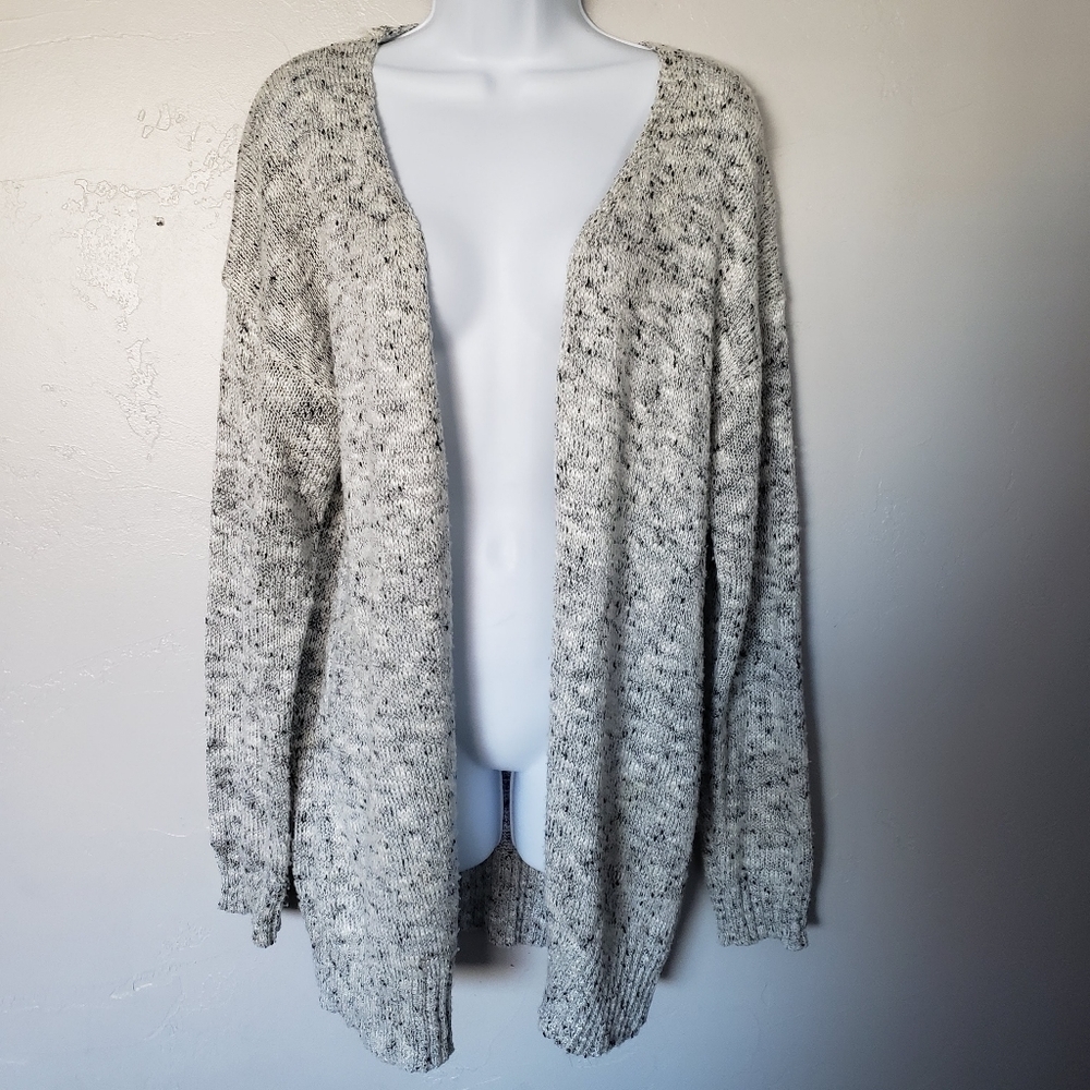 Love by Design Women's Large Long Sleeve Sweater Cardigan Heather Grey Lace Up